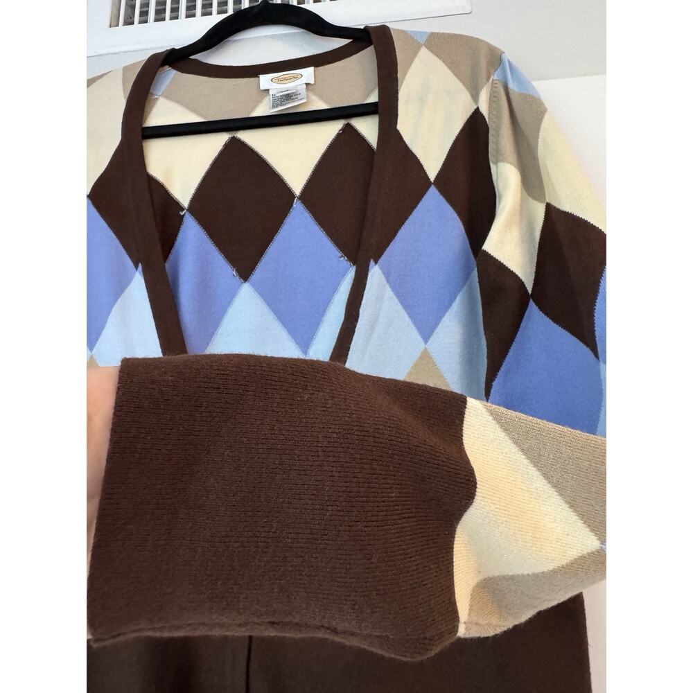 Talbots Women's Preppy Argyle Cardigan Sweater Diamond Size M V-Neck Academic - Picture 5 of 10